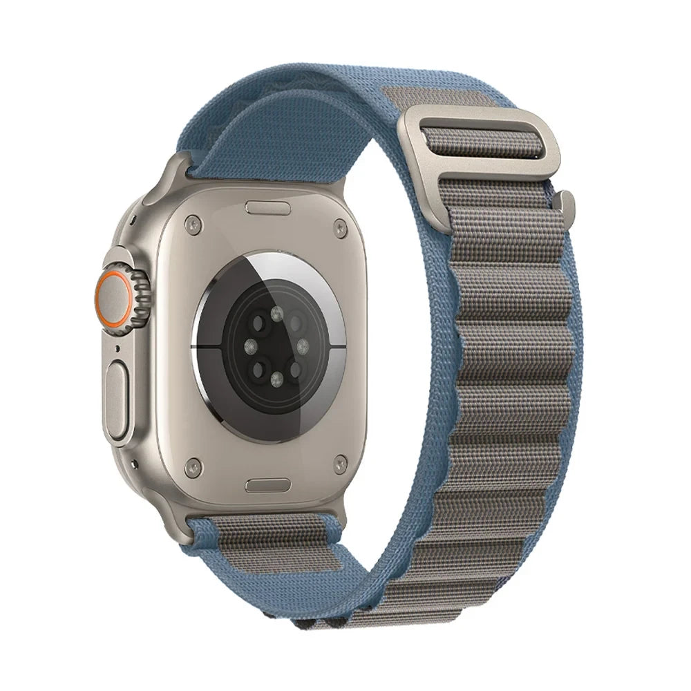 Bracelet nylon sportif Homyria — couleur Bleu clair, finition Titane