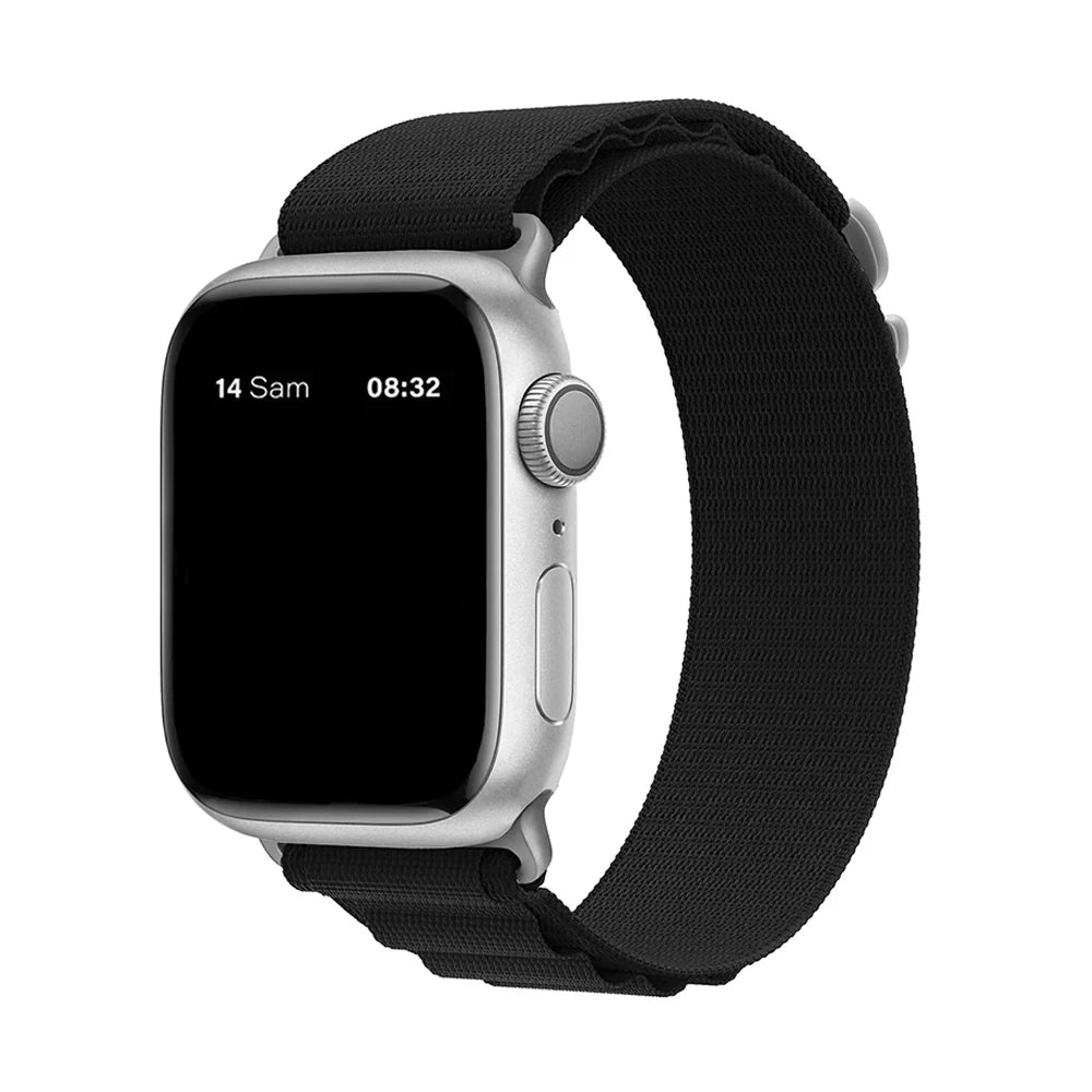 Bracelet nylon sportif Homyria — couleur Noir, finition Argent