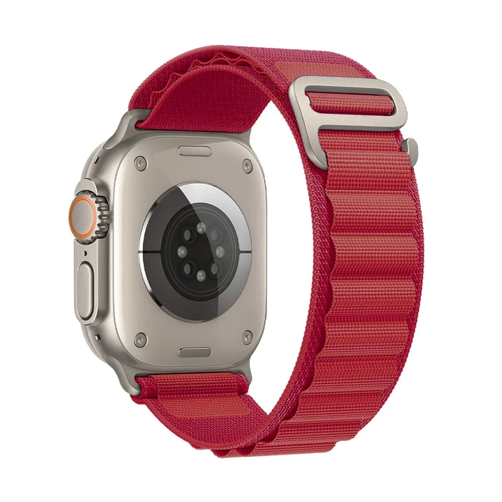Bracelet nylon sportif Homyria — couleur Rouge, finition Titane