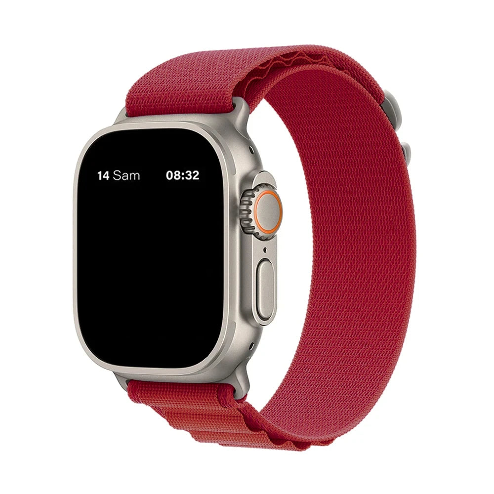 Bracelet nylon sportif Homyria — couleur Rouge, finition Titane