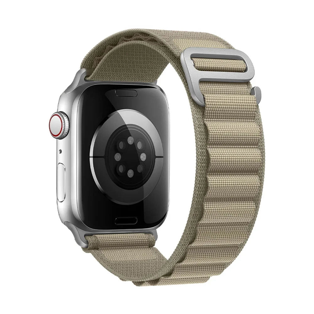 Bracelet nylon sportif Homyria — couleur Vert militaire, finition Argent
