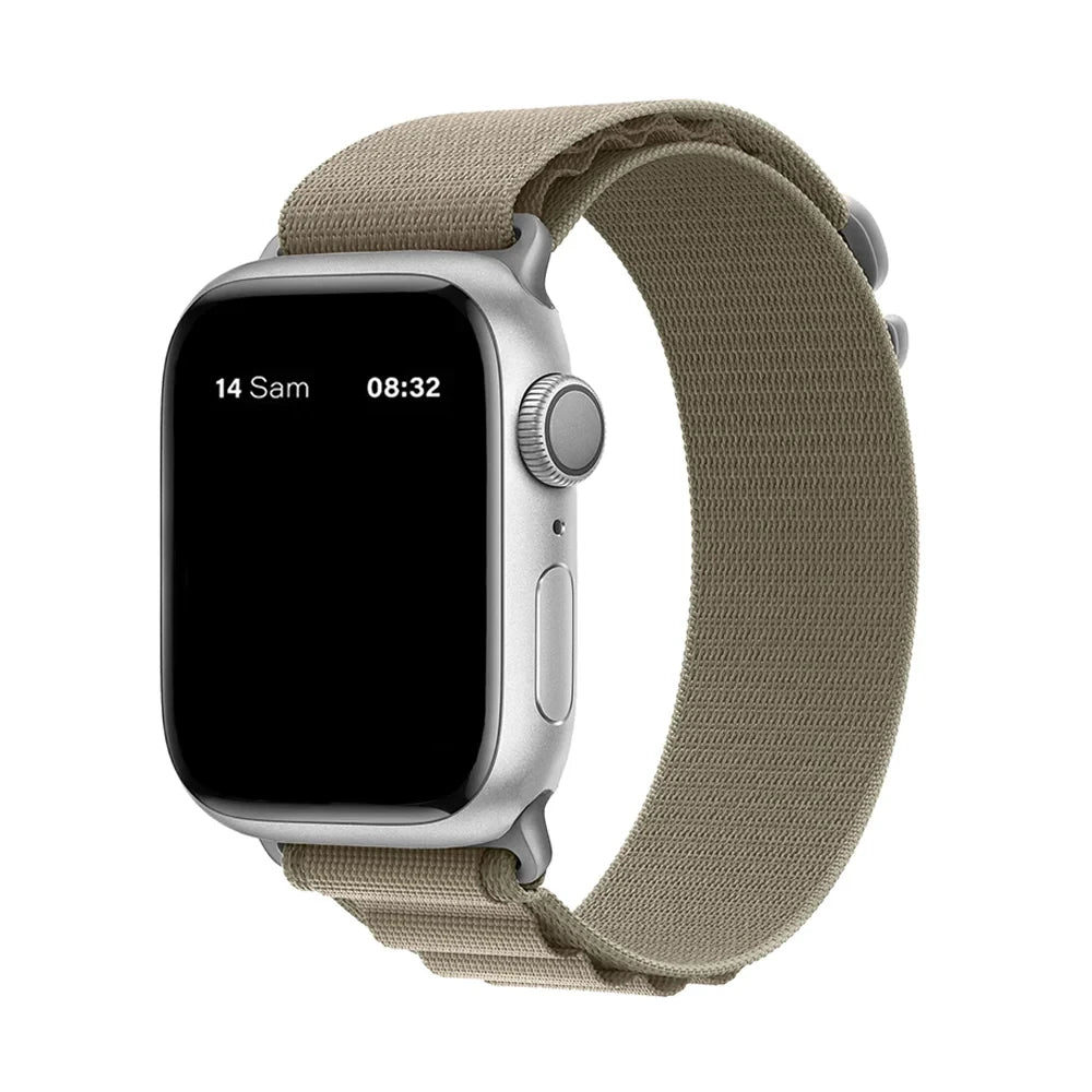 Bracelet nylon sportif Homyria — couleur Vert militaire, finition Argent