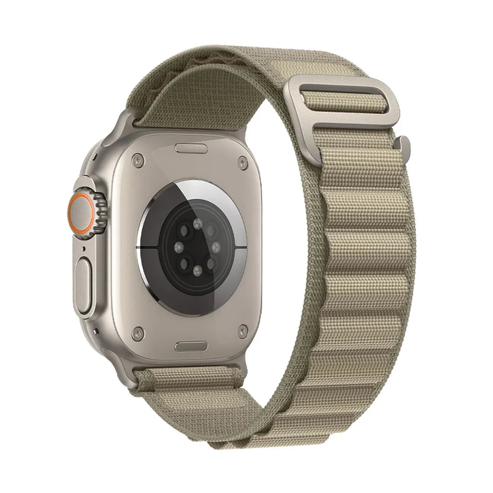Bracelet nylon sportif Homyria — couleur Vert militaire, finition Titane