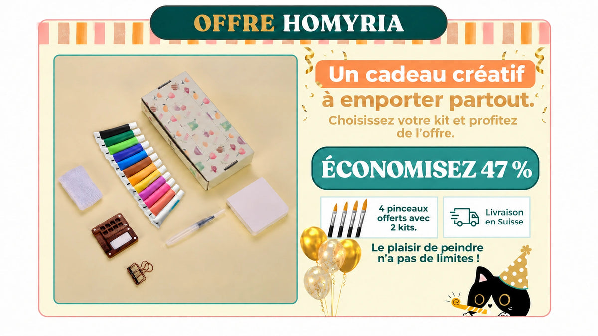 Offre Homyria : 47 % de réduction, 4 pinceaux offerts avec 2 kits, livraison 