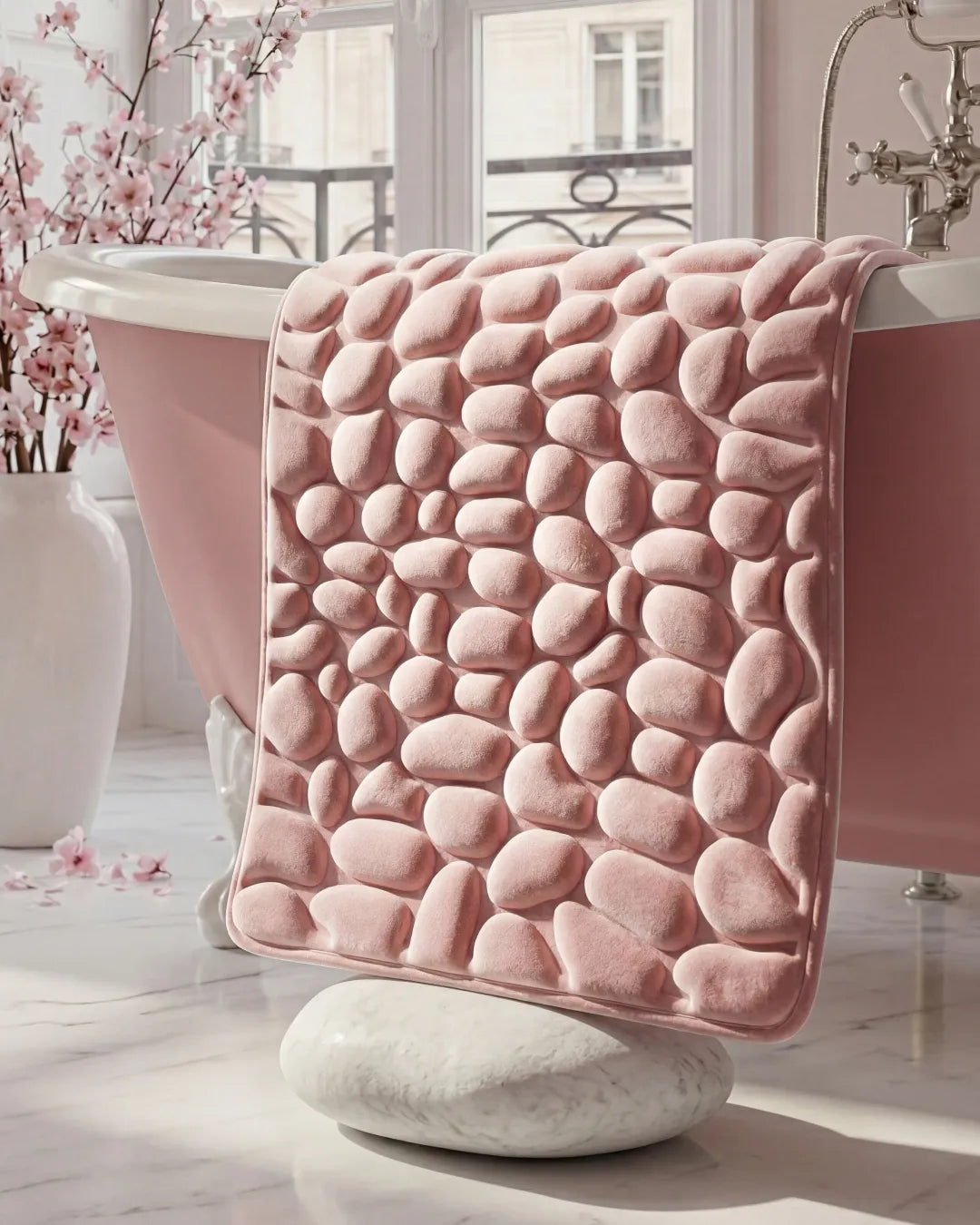 Tapis de bain galet Homyria — Rose Poudré